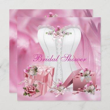 Bridal Shower Invite Pretty White Pink Corset 2