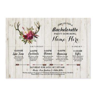 Bridal Shower Itinerary Bachelorette Antler Rustic Program