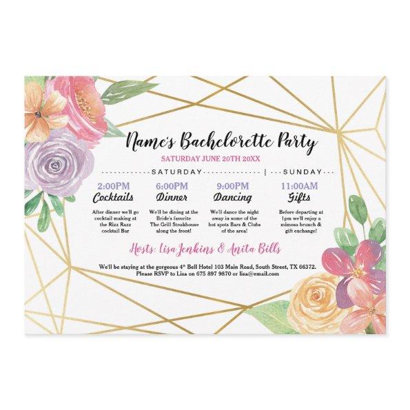 Itinerary Bachelorette Gold Frame