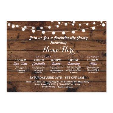 Itinerary Bachelorette Rustic Lights