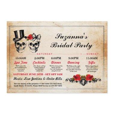 Bridal Shower Itinerary Bachelorette Skulls Plan Invitations