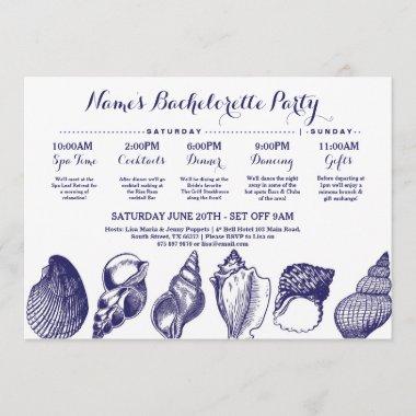 Bridal Shower Itinerary Beach Wedding Shells Sea Invitations