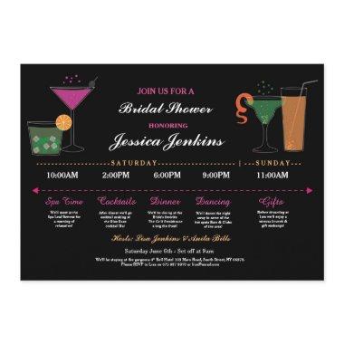 Bridal Shower Itinerary Black & Pink Bachelorette Program