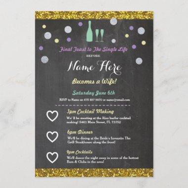 Bridal Shower Itinerary Champagne Invitations