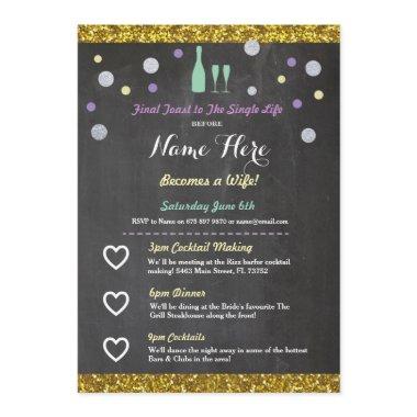 Bridal Shower Itinerary Champagne Invitations