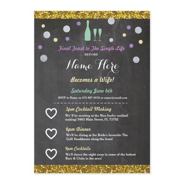 Bridal Shower Itinerary Champagne Invitations