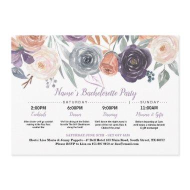 Bridal Shower Itinerary Fall Peach Purple Cream Invitations