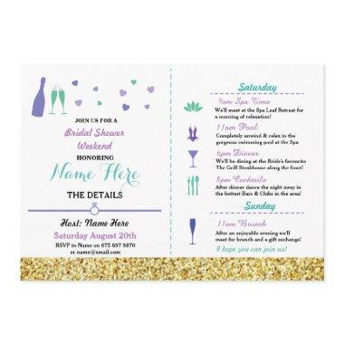Itinerary Heart Purple Gold Invite