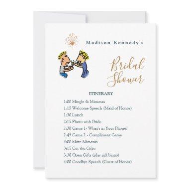 Bridal Shower Itinerary Plan Cute Couple Cartoon Invitations