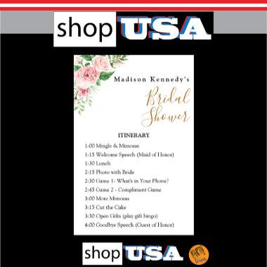 Bridal Shower Itinerary Plan Floral Fab Poster