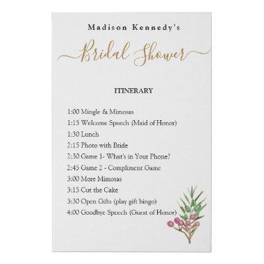Bridal Shower Itinerary Plan Floral Fun Red Berry Faux Canvas Print