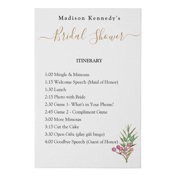 Itinerary Plan Floral Fun Red Berry Faux Canvas Print