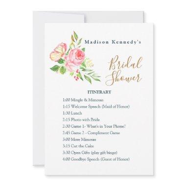 Bridal Shower Itinerary Plan Spring Pink Rose Invitations