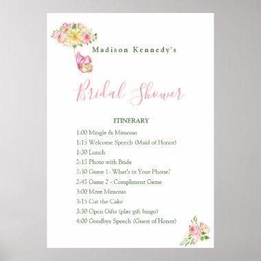 Bridal Shower Itinerary Plan Watercolor Floral Fab Poster