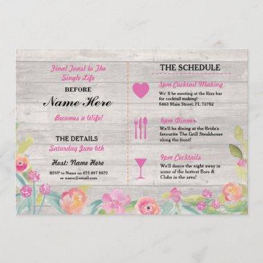 Bridal Shower Itinerary Rustic Dinner Bachelorette Program