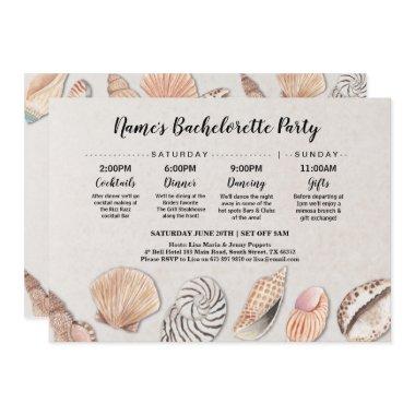 Bridal Shower Itinerary Shells Ocean Beach Wedding Invitations