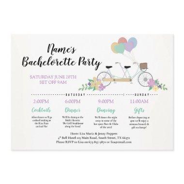 Bridal Shower Itinerary Tandem Bike Balloons Fun Invitations