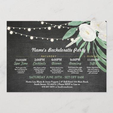 Bridal Shower Itinerary White Flower Rustic Lights Invitations