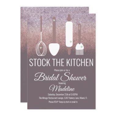 Bridal Shower Kitchen Shower Stock Kitchen Glitter Invitations