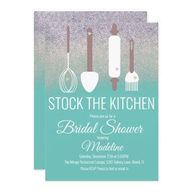 Bridal Shower Kitchen Shower Stock Kitchen Glitter Invitations