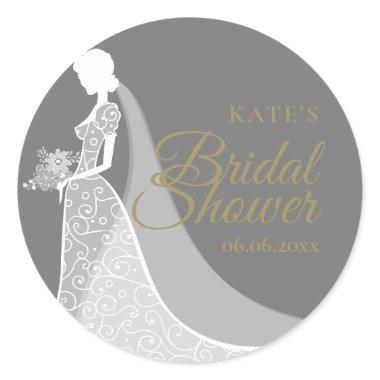 Lace Wedding Gown Favor Classic Round Sticker