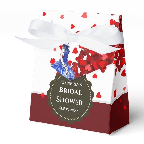 Bridal Shower Lady with Sparkly Blue Gown Heart Favor Box