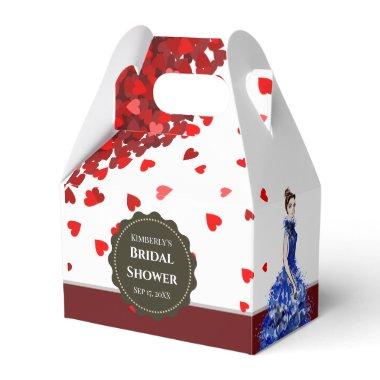 Lady with Sparkly Blue Gown Heart Favor Boxes