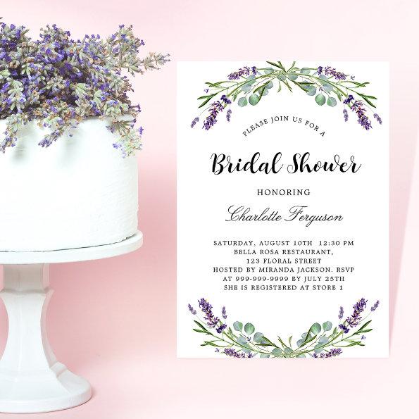 Bridal Shower lavender eucalyptus florals Invitations