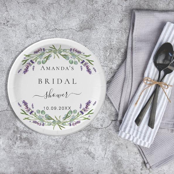 Bridal shower lavender eucalyptus greenery paper plates