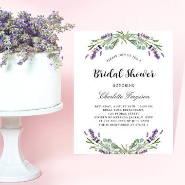Bridal Shower lavender floral budget Invitations Flyer