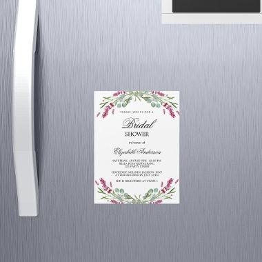 Bridal shower lavender pink greenery luxury magnetic Invitations