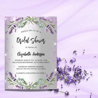 Bridal Shower lavender silver eucalyptus floral Invitation PostInvitations