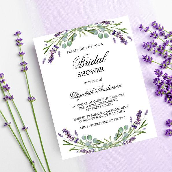 Bridal shower lavender violet budget Invitations flyer