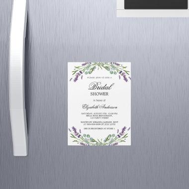 Bridal shower lavender violet greenery luxury magnetic Invitations