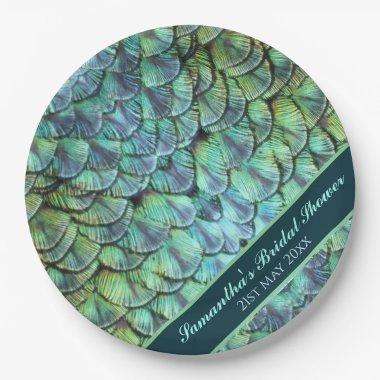 Bridal Shower Lavish Peacock Feathers Paper Plate