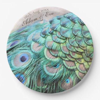 Bridal Shower Lavish Peacock Feathers Paper Plate