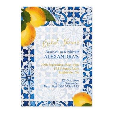 Lemon Blue White Tile Chic
