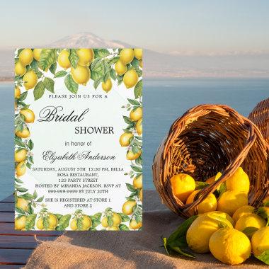 Bridal shower lemons greenery elegant Invitations