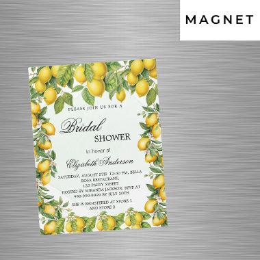 Bridal shower lemons greenery luxury magnetic Invitations