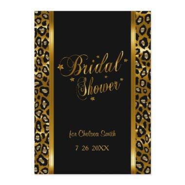 Bridal Shower - Leopard Print With Gold Lettering Invitations