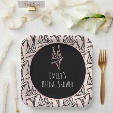 Lingerie Party Pink Pattern  Paper Plates