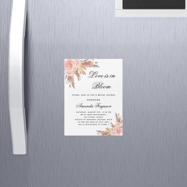 Bridal shower love bloom flower pampas boho luxury magnetic Invitations