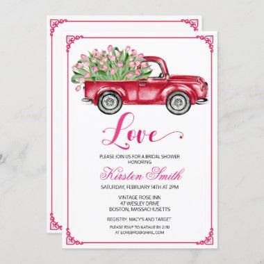 Bridal Shower Love Floral Truck Invitations
