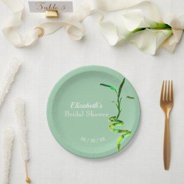 Bridal Shower Lucky Bamboo Pastel Yellow Template Paper Plates