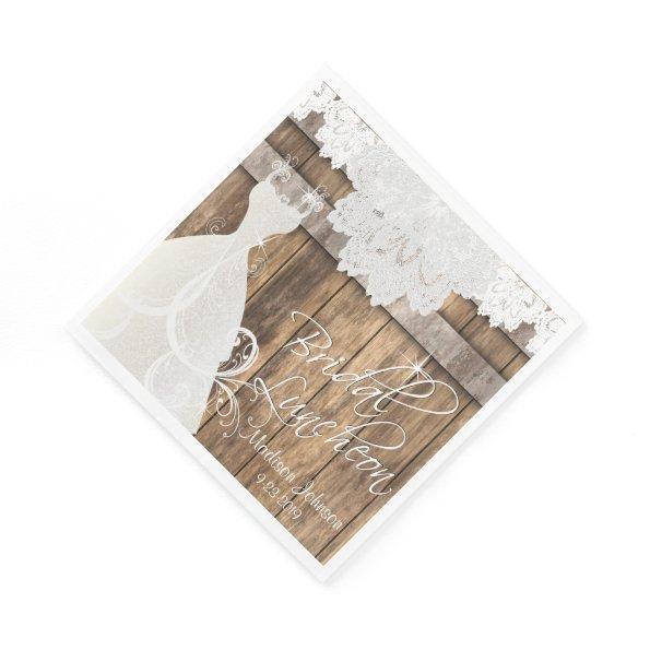 Bridal Shower Luncheon - Rustic Barn Wood Design Paper Napkins