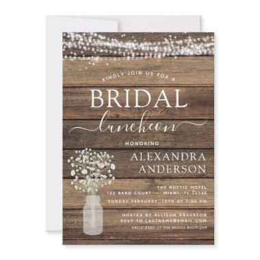 Bridal Shower Luncheon Rustic String Lights Invitations