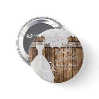 Bridal Shower Luncheon - Rustic Wood and Lace Button