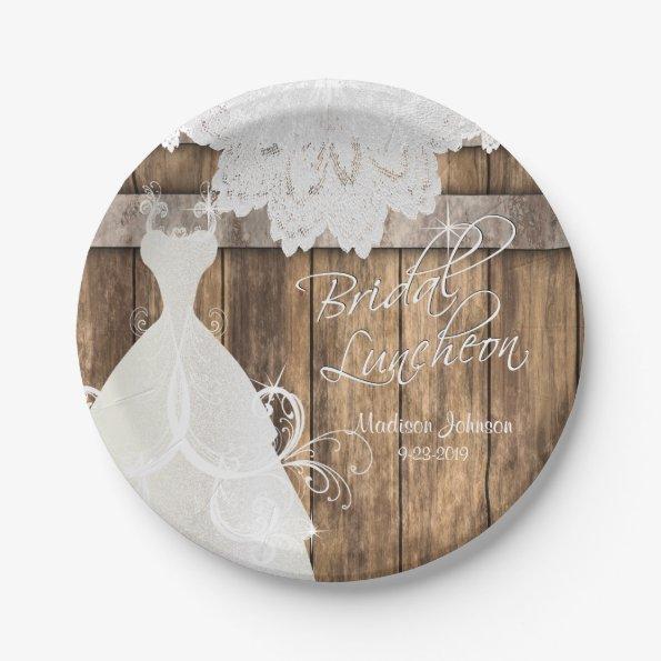 Bridal Shower Luncheon - Rustic Wood and Lace Paper Plates