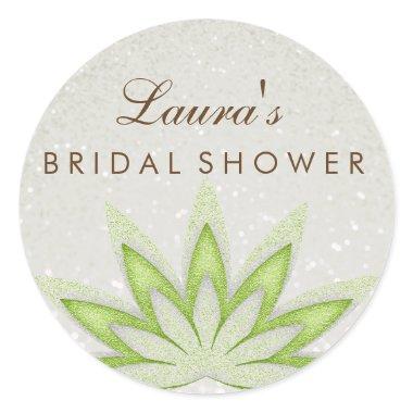 Bridal Shower Mandala Lotus Flower Green Vintage Classic Round Sticker