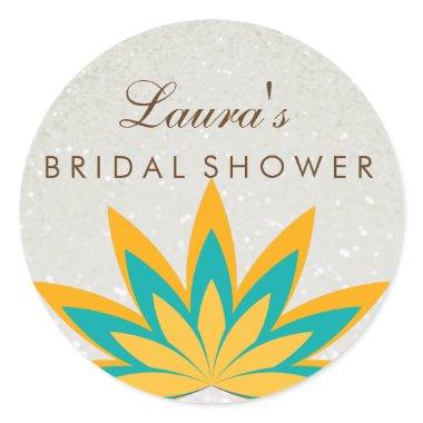 Bridal Shower Mandala Lotus Flower Green Vintage Classic Round Sticker